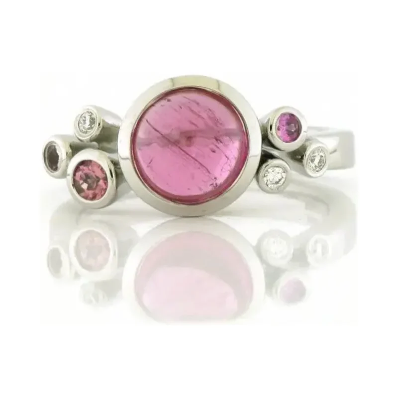 van Koningsbruggen collectie Ring roze tourmalijn / saffier / diamant